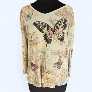 Y2K Fairycore Morning Sun Butterfly Top 2X –‎ Beaded Naturecore Boho Blouse